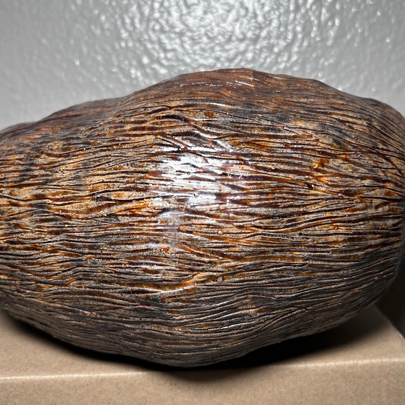 Unique Statue Figure Polystone Eggs Hatching n Log Bronze Home Decor 4.25lbs 14”