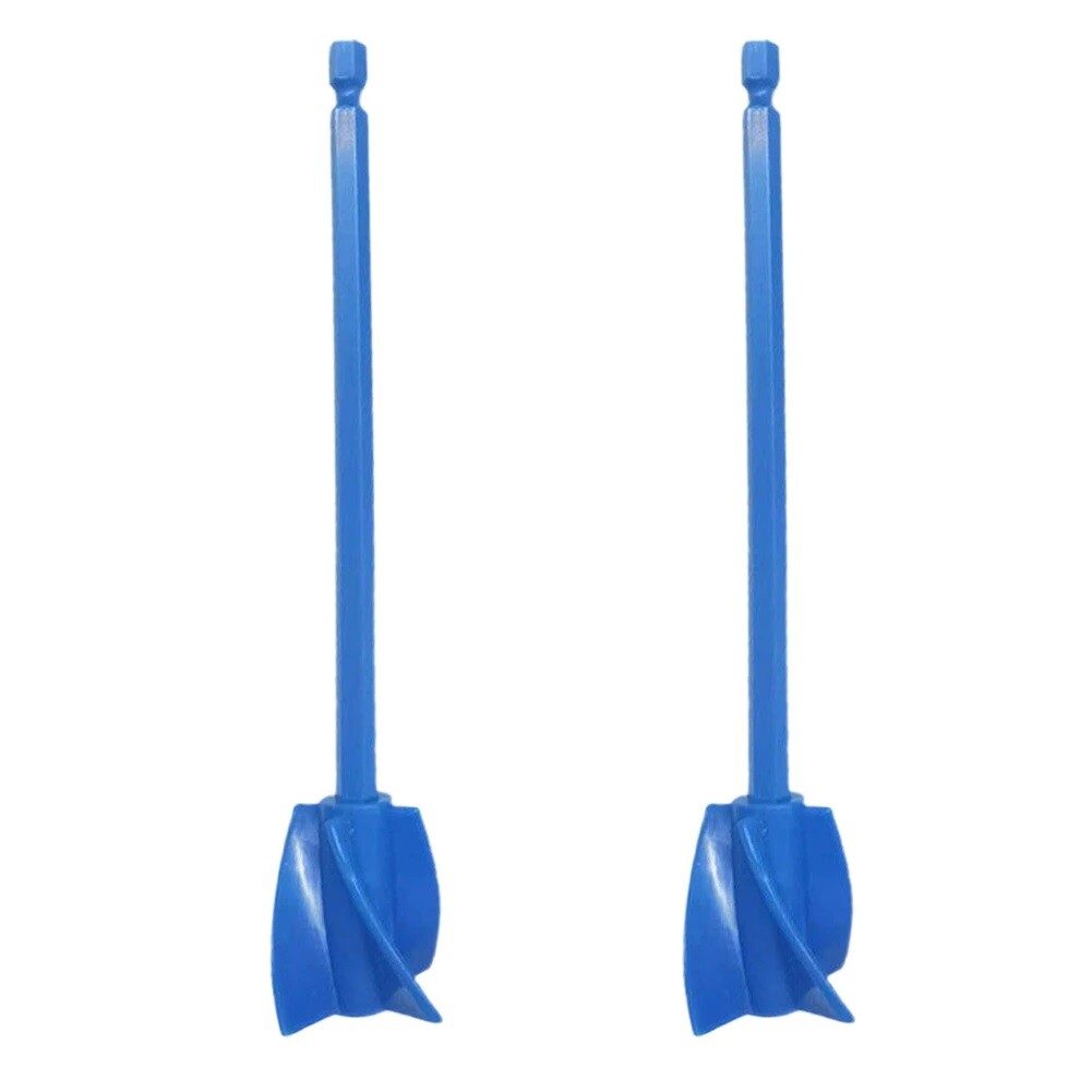 2x Paint/Epoxy Mixing Paddles Blue Drill Attachment 3/8″ Chuck Plastic Stir Rod