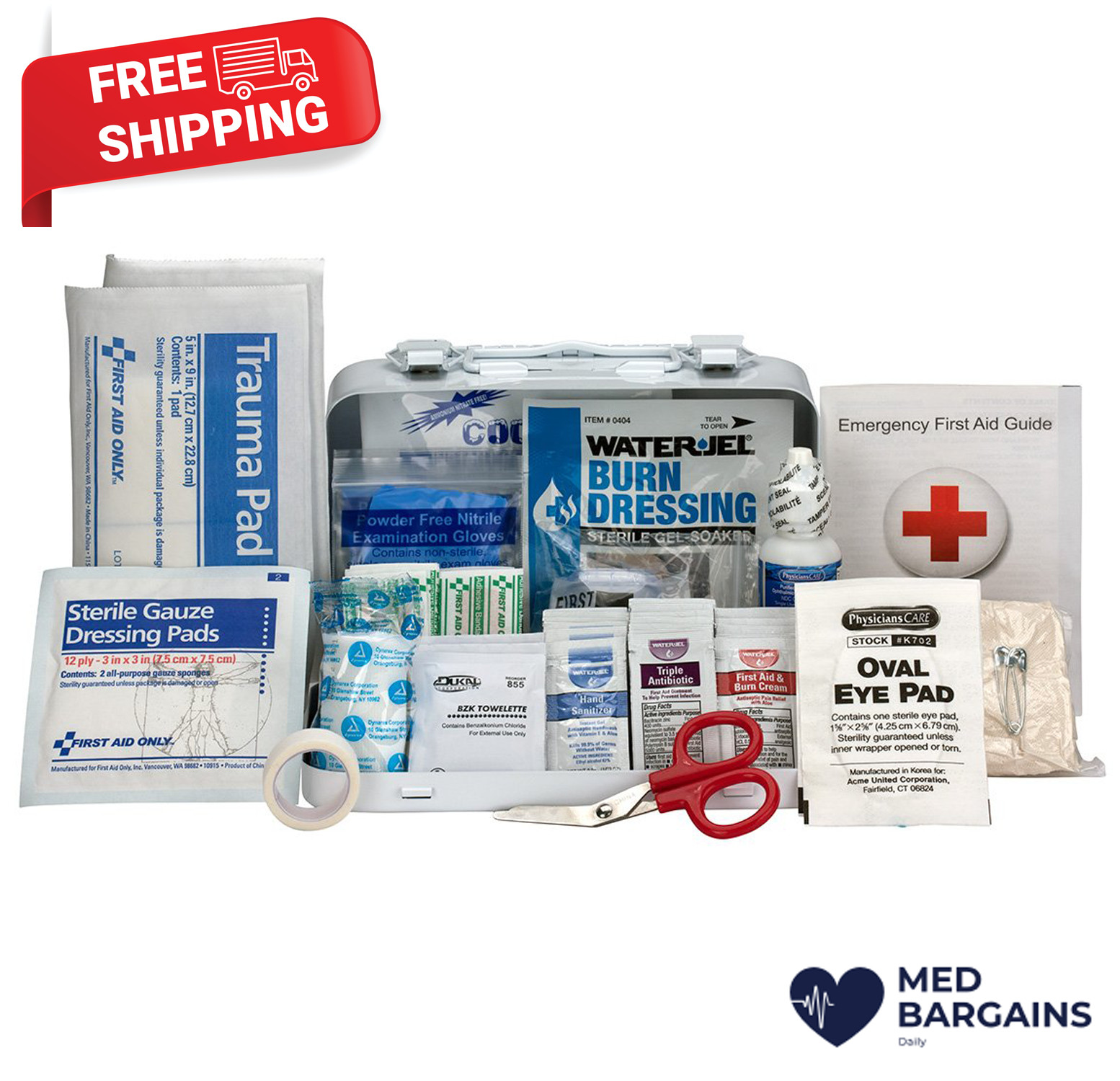 First Aid A90755 ANSI Compliant 10-Person Emergency First Aid Kit Office Home