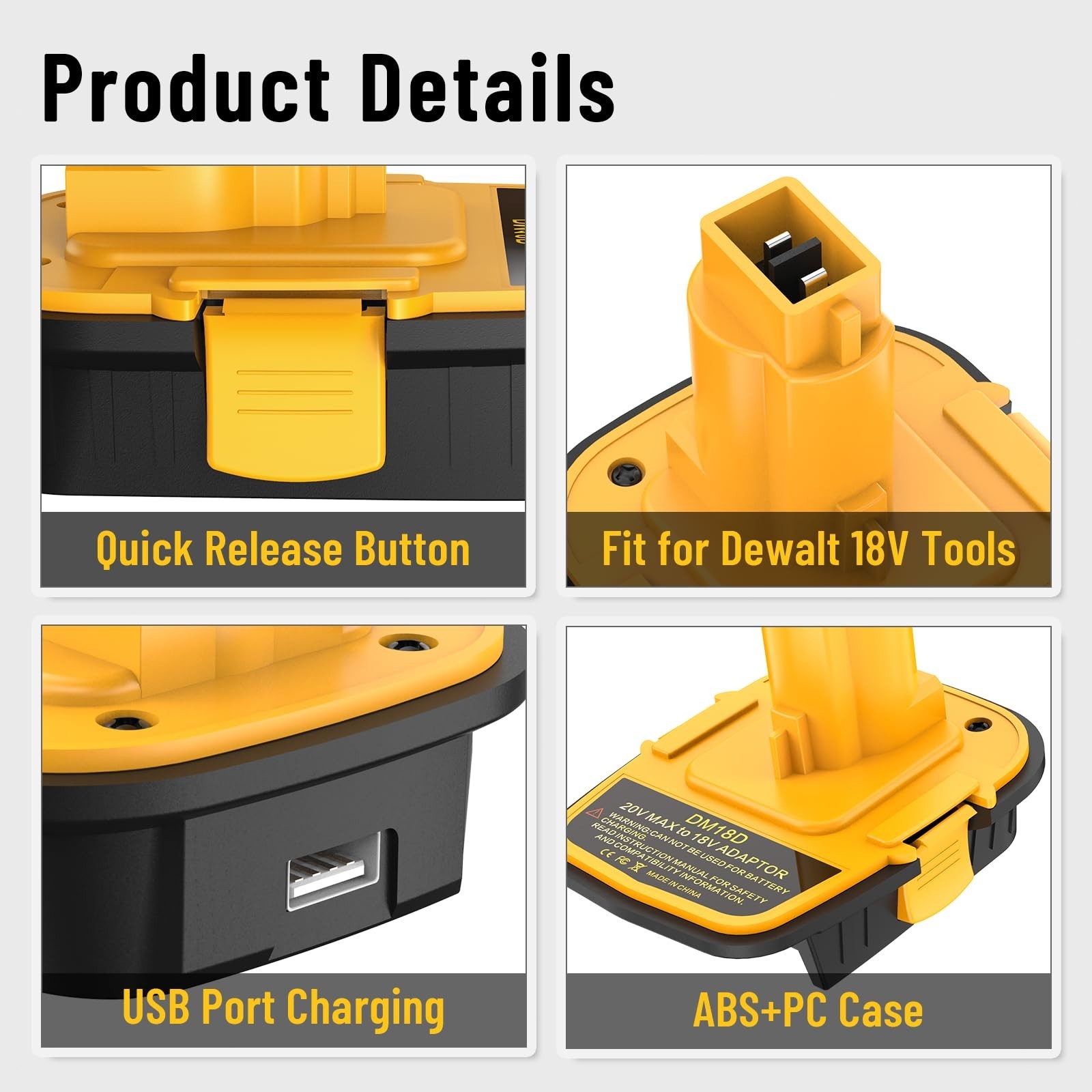 DM18D Adapter Converter compatible with Dewalt 20V or Mil-waukee 18V Battery