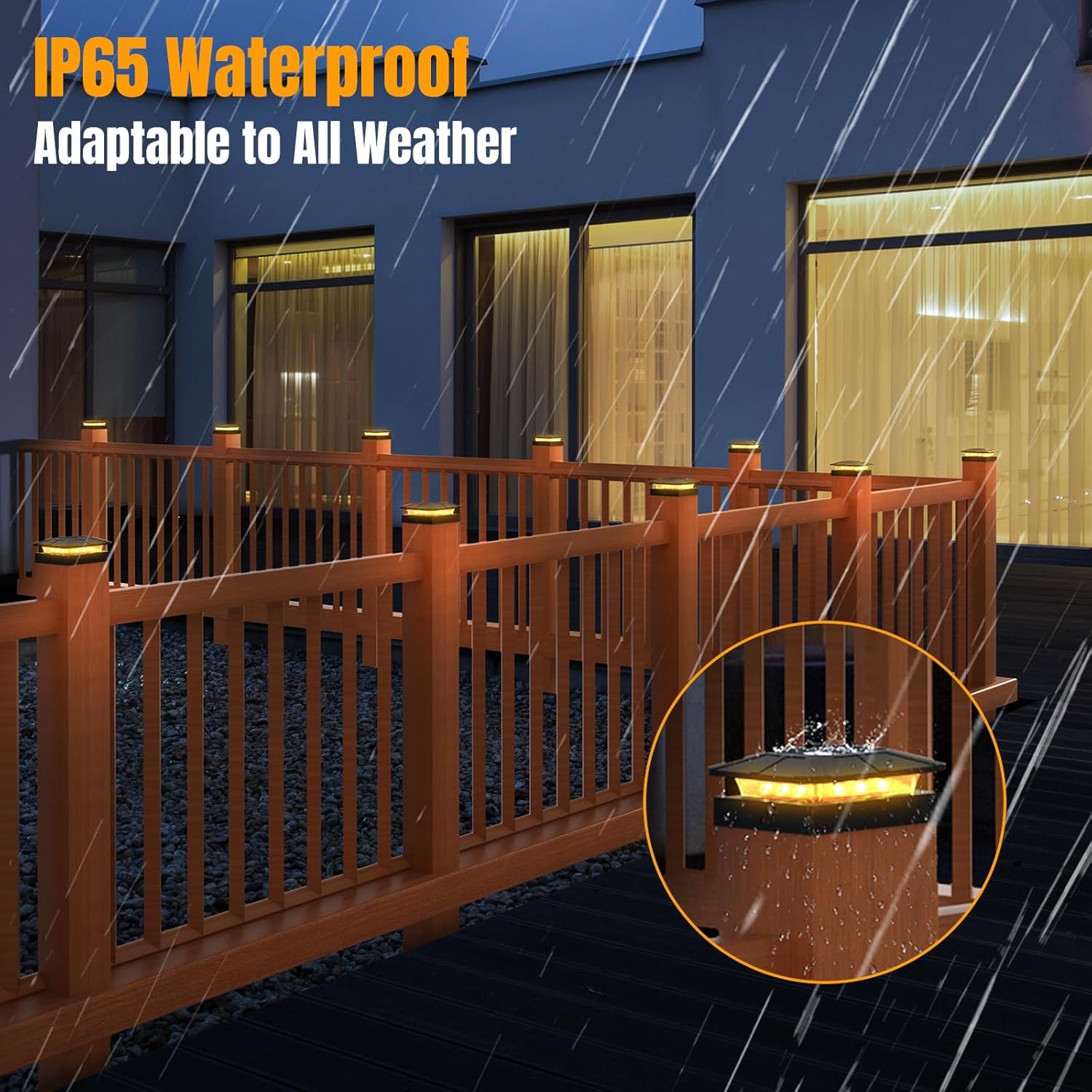 LARGER 30LED Solar Post Deck Cap Lights Outdoor Ground Decor Lamp 4X4″ 5X5″ 6X6″