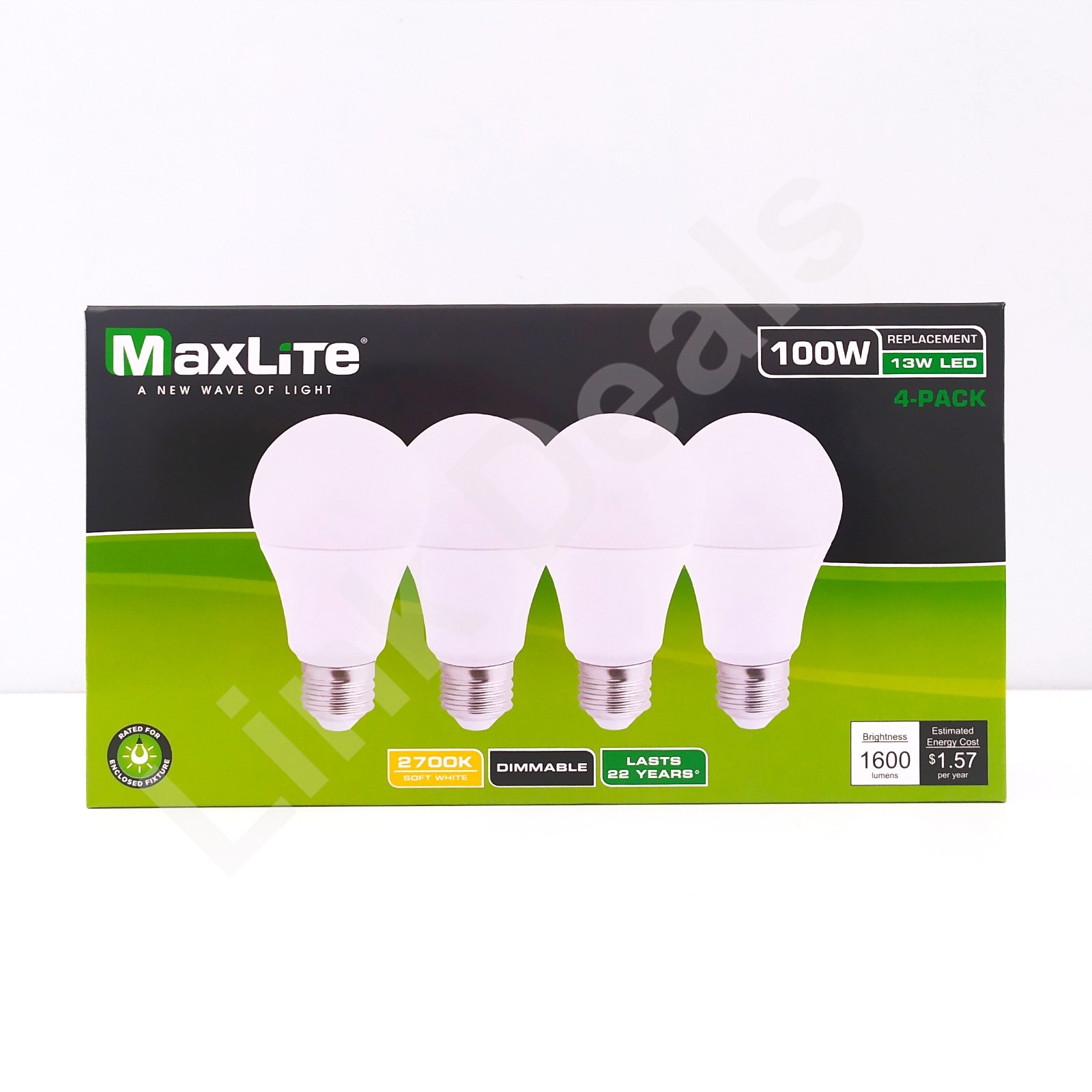 Maxlite 100W Equivalent 13W LED Light Bulb Soft White 2700K A19 Dimmable