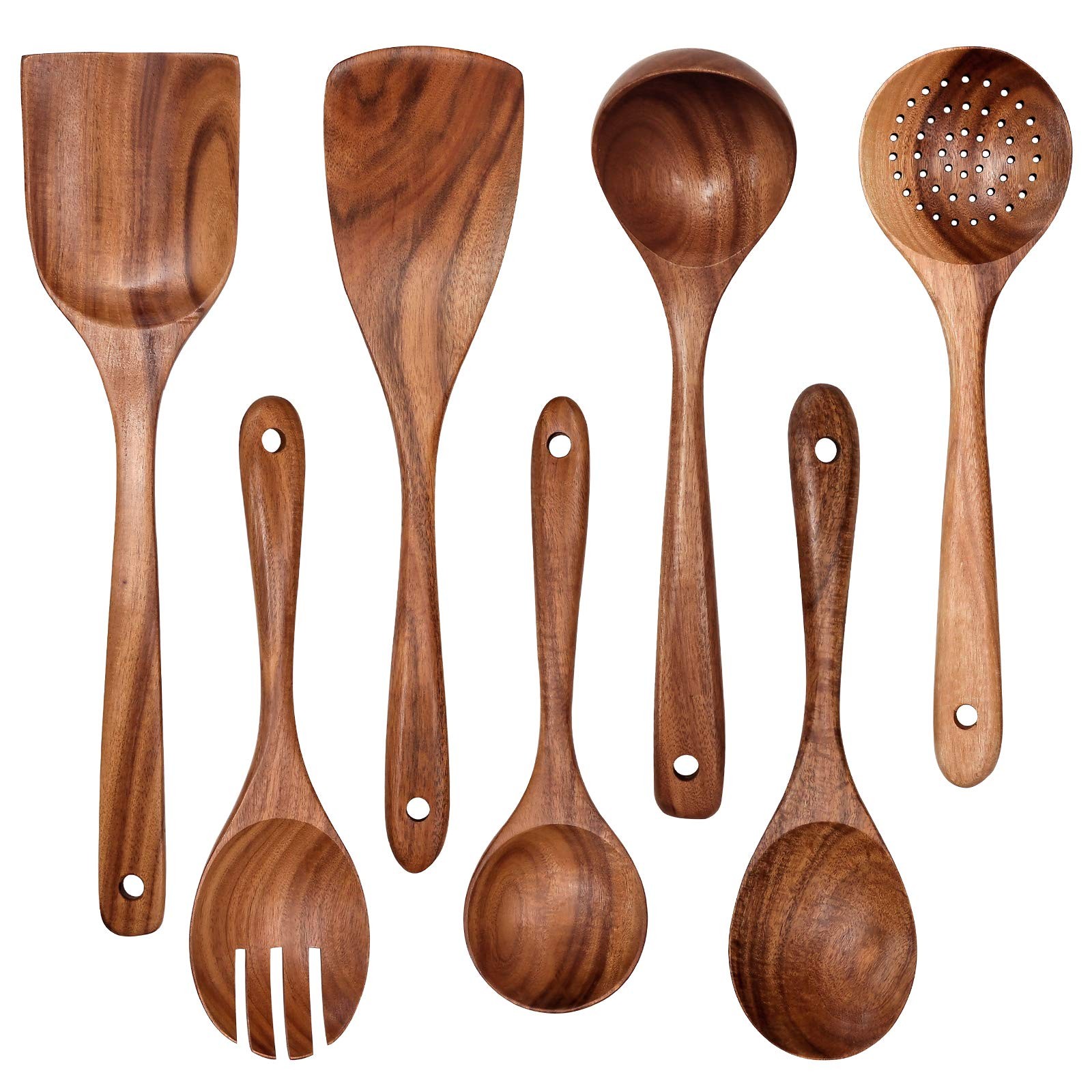 Wooden Non-Stick Kitchen Pan Toolset 7 Pieces Set, Natural Kitchen Utensils S…