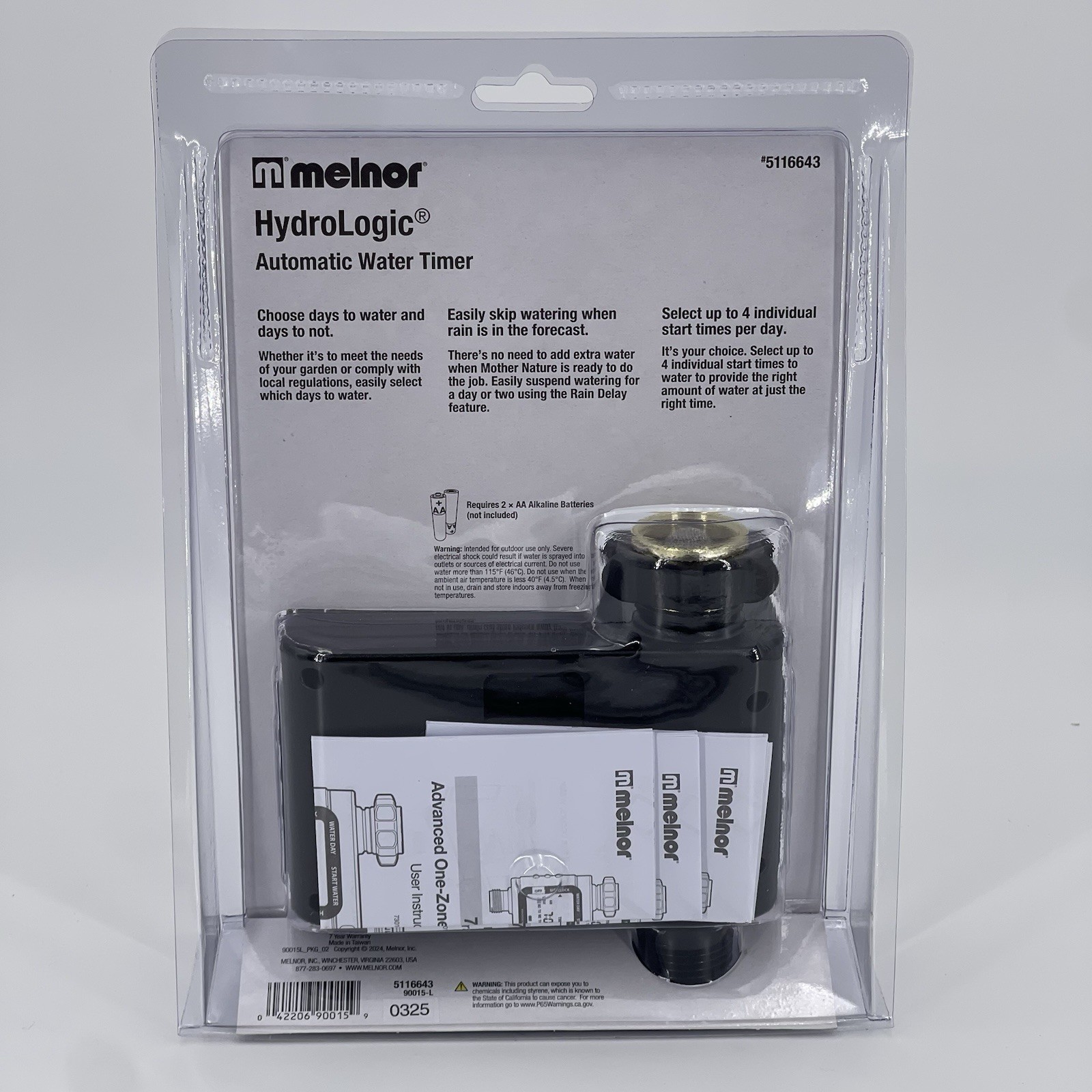 Melnor HydroLogic Automatic Water Timer 1- Zone Outlet – 4 Start Times – 5116643