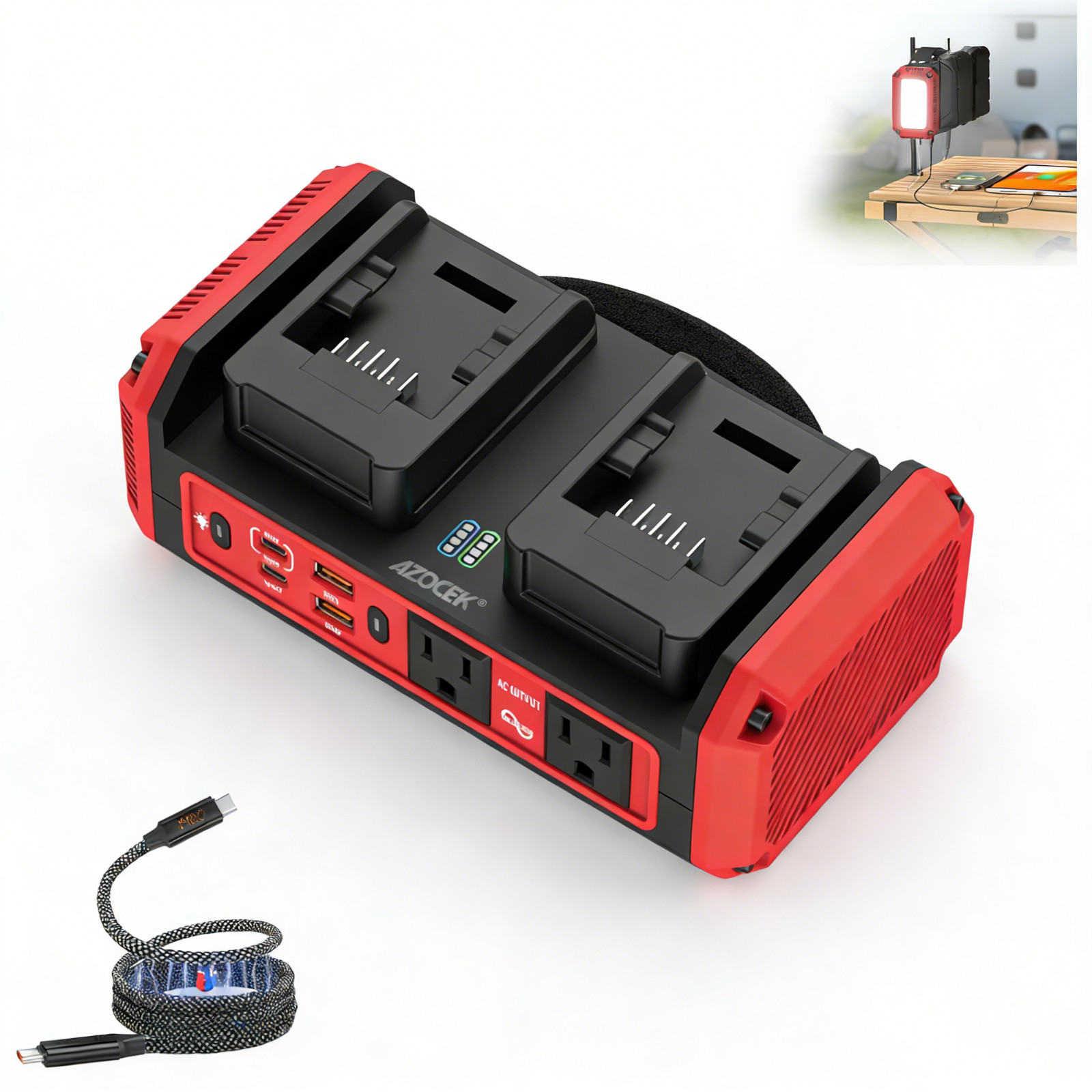 DC 18V to 120V AC, 350W power Inverter Compatible with Milwaukee 18V Battery