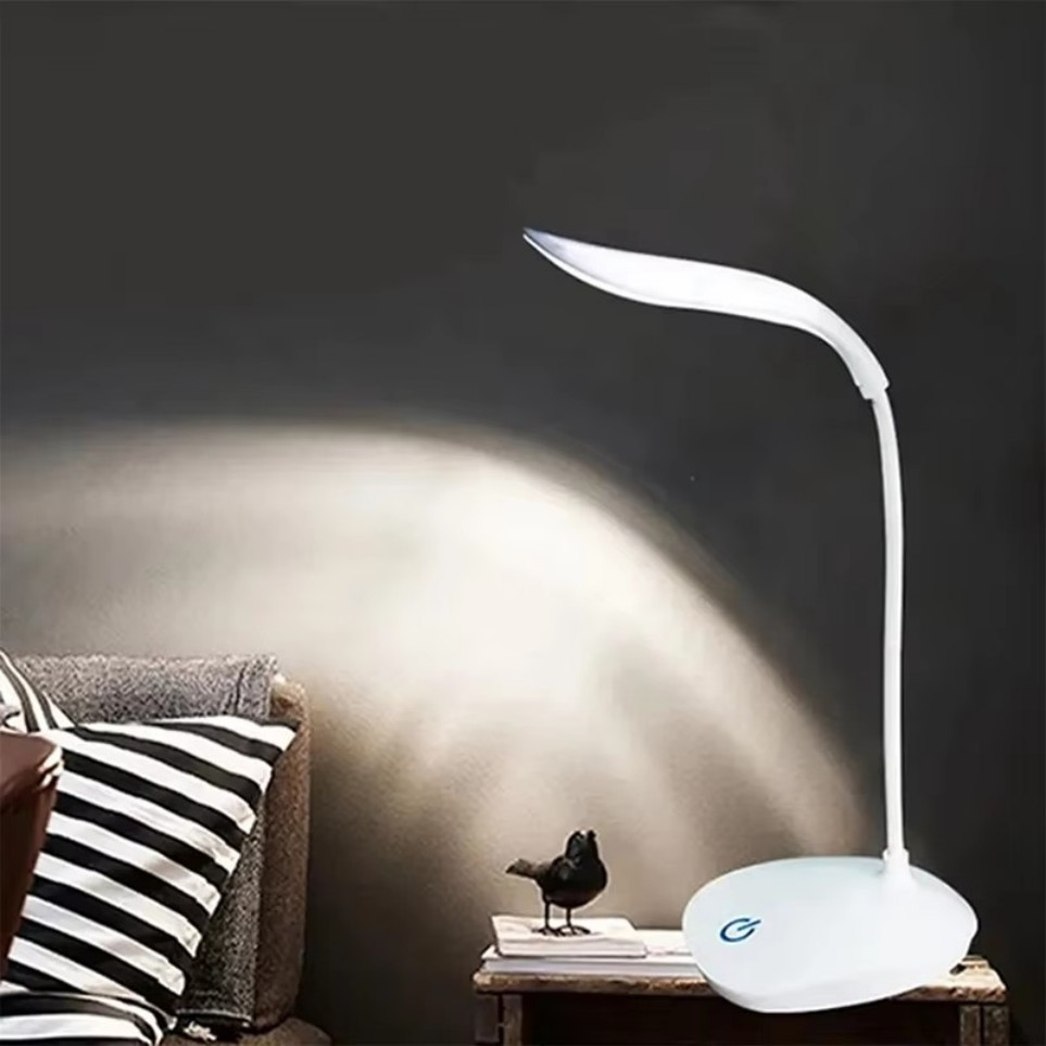 USB LED Desk Light Dimmable Bedside Reading Lamp Rechargeable Touch Control -&#