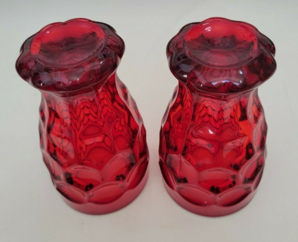 2 RUBY RED VIKING GEORGIAN HONEYCOMB JUICE GLASSES 4.25 INCHES HOLDS 4 OZS
