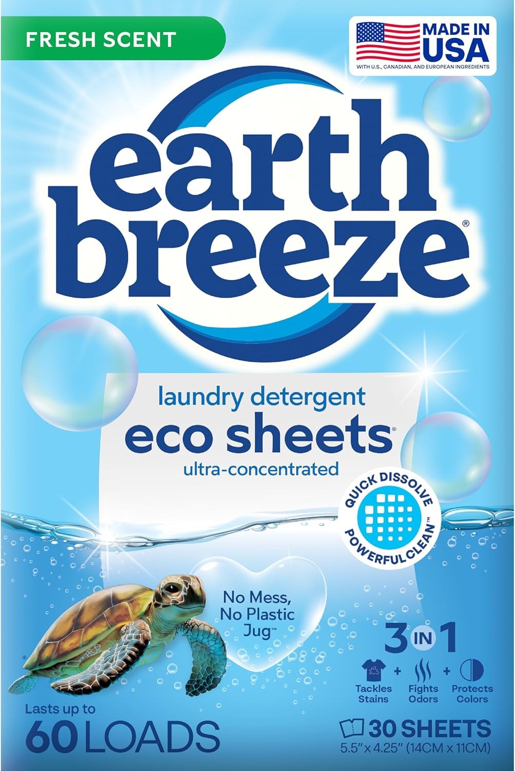Earth Breeze Laundry Detergent Sheets, No Harsh (Select Your Scent & Count )