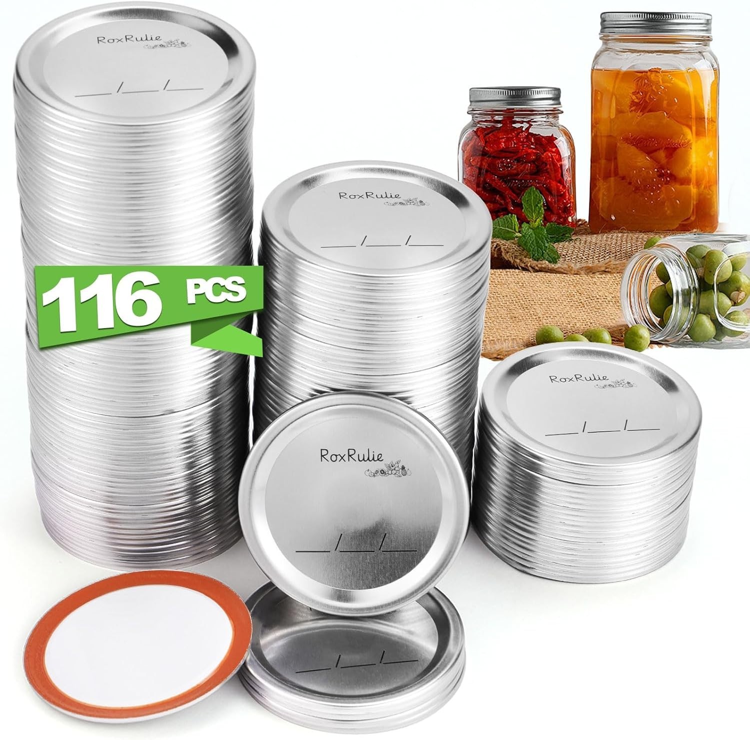 116 Canning Lids Wide Mouth 3.43In Food Leak-Proof Mason Jar Lids for Ball/Kerr