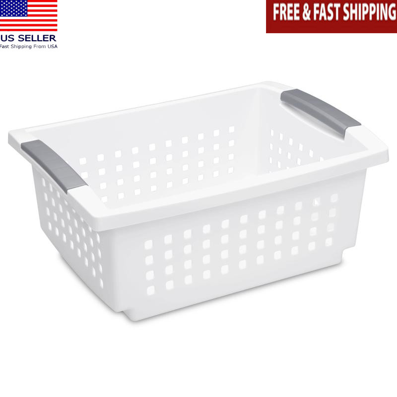 Medium Stacking Baskets Home Organization Storage Plastic Ventilated Design New