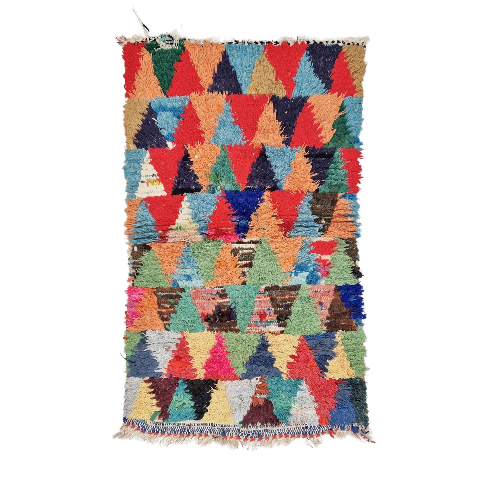 Moroccan Handmade Vintage Berber Rug2’2×3’9Geometric Multicolor Wool &Cotton Rug