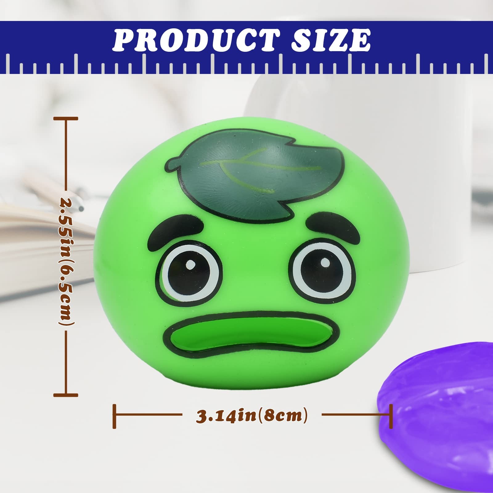 3.2In Puking Egg Vomiting Expression Stress Ball, 3.2 inches, Juice Guava