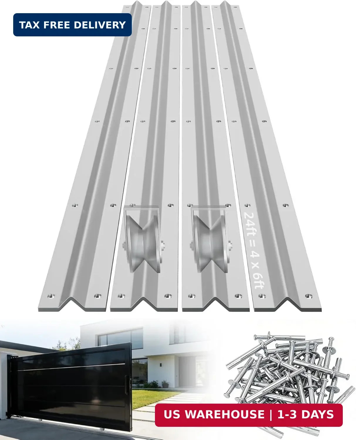 24 ft Galvanized V Track, 4 x 6 ft Sections, Inverted V Track for 1″ OD V-Groove