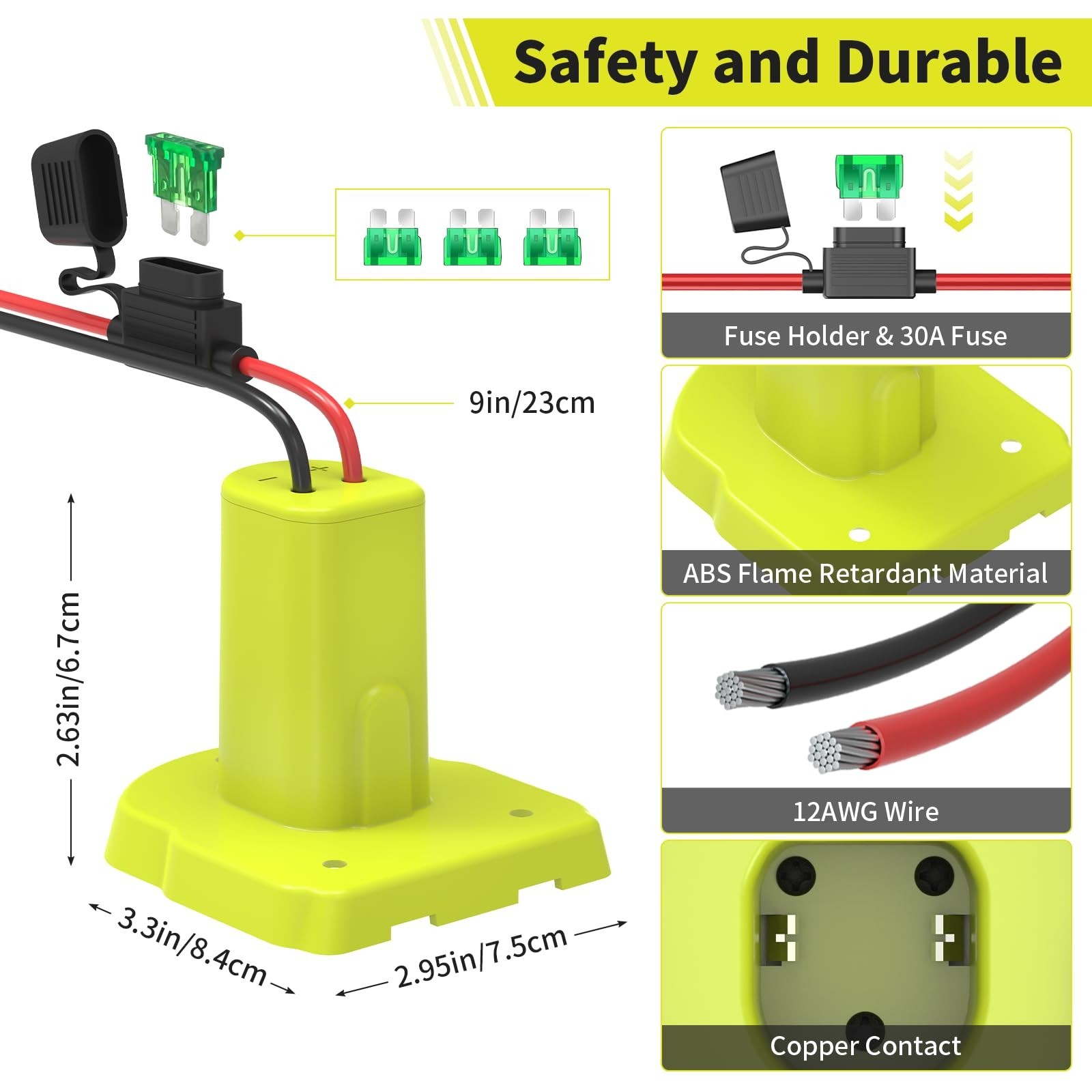 Adapter Compatible with Ryobi 18V Battery Conversion Kit Including Fuses ,2 Pack