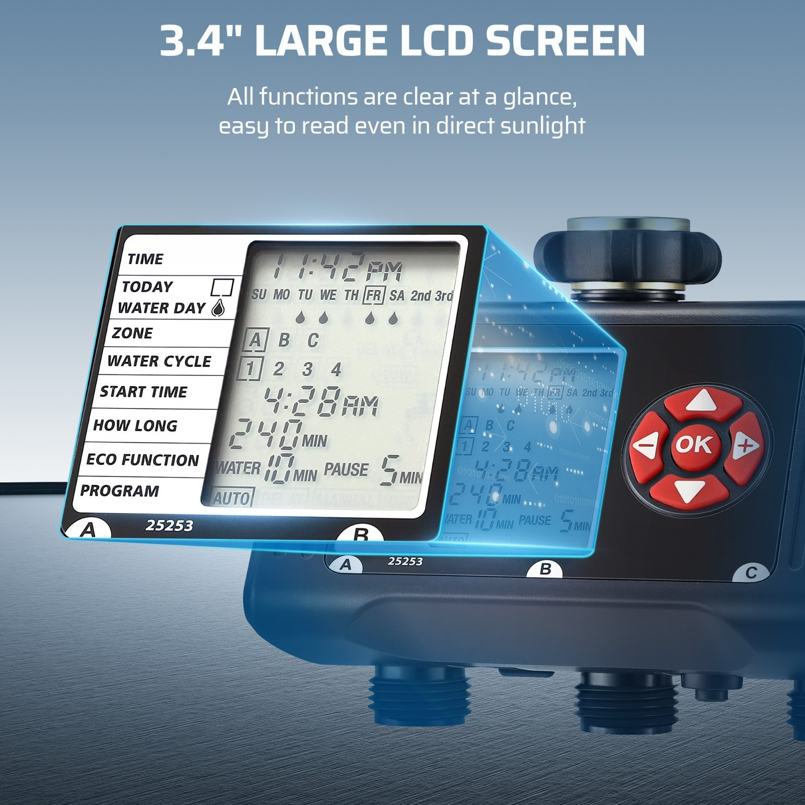 DEWENWILS 3 Zone Sprinkler Timer 12 Programs Water Timer Leakproof Outdoor
