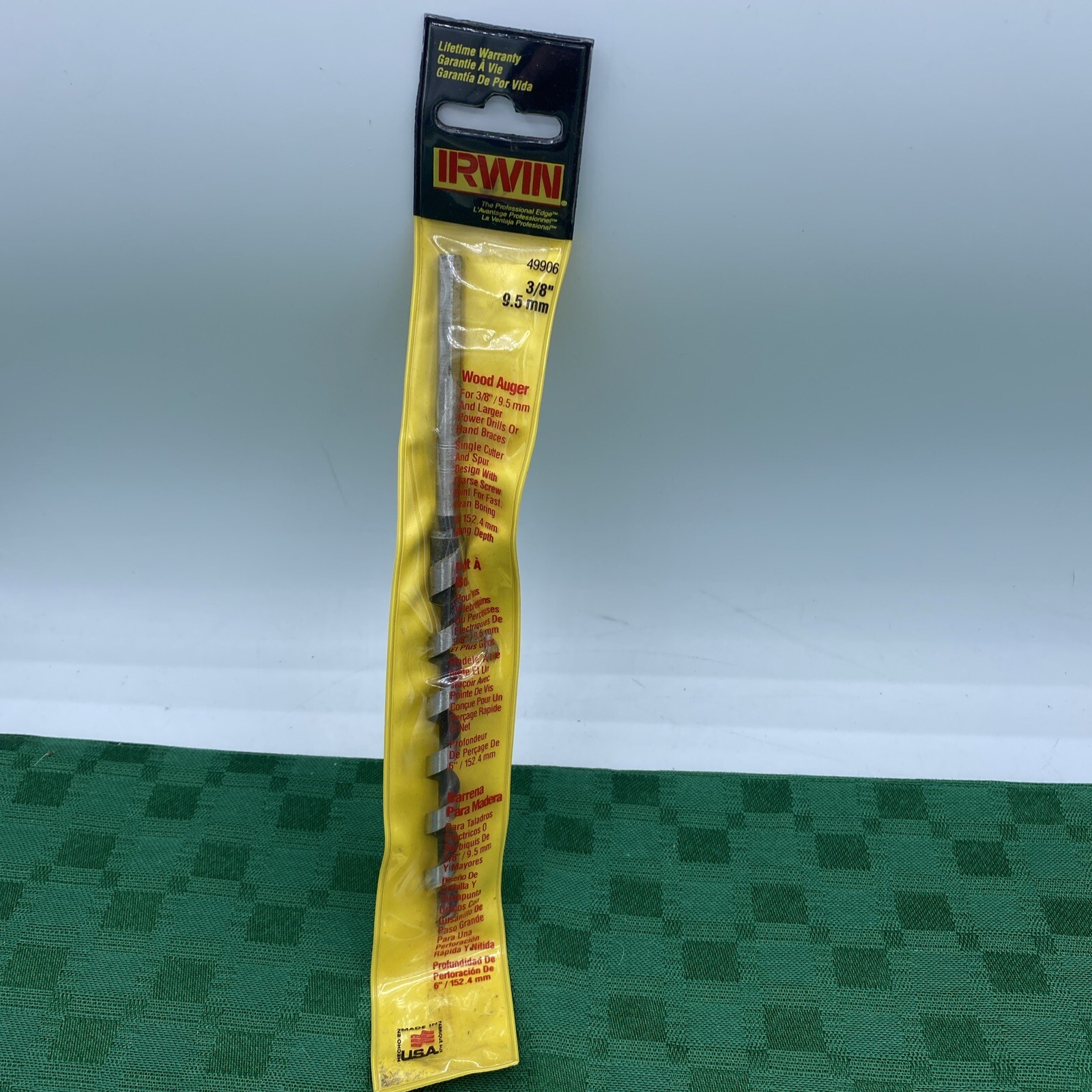 3/8″ 9.5mm Irwin 49906 Wood Auger Boring Drill Bit I-100 7-1/2″ OAL 4-1/2 FL