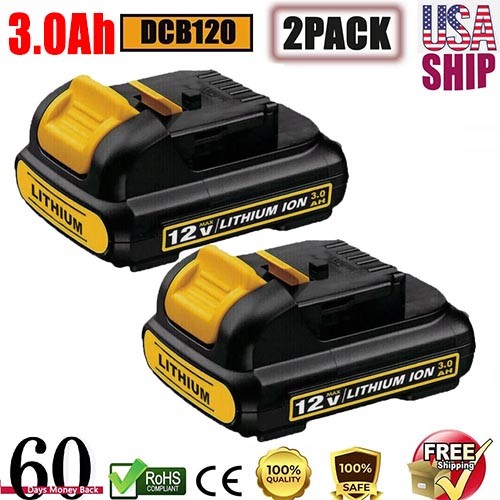 2PACK For DEWALT DCB120 12V 12 Volt MAX Lithium Battery 3.0Ah DCB127-2 DCB122