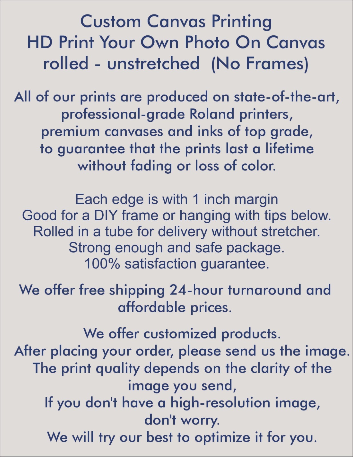 Custom Canvas Printing Personalized Your Own Photo Or Logo On Canvas Unframed