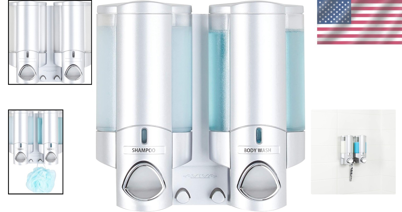 Waterproof Wall-Mounted Shower Dispenser – 2 Chambers for Body Wash & Shampoo