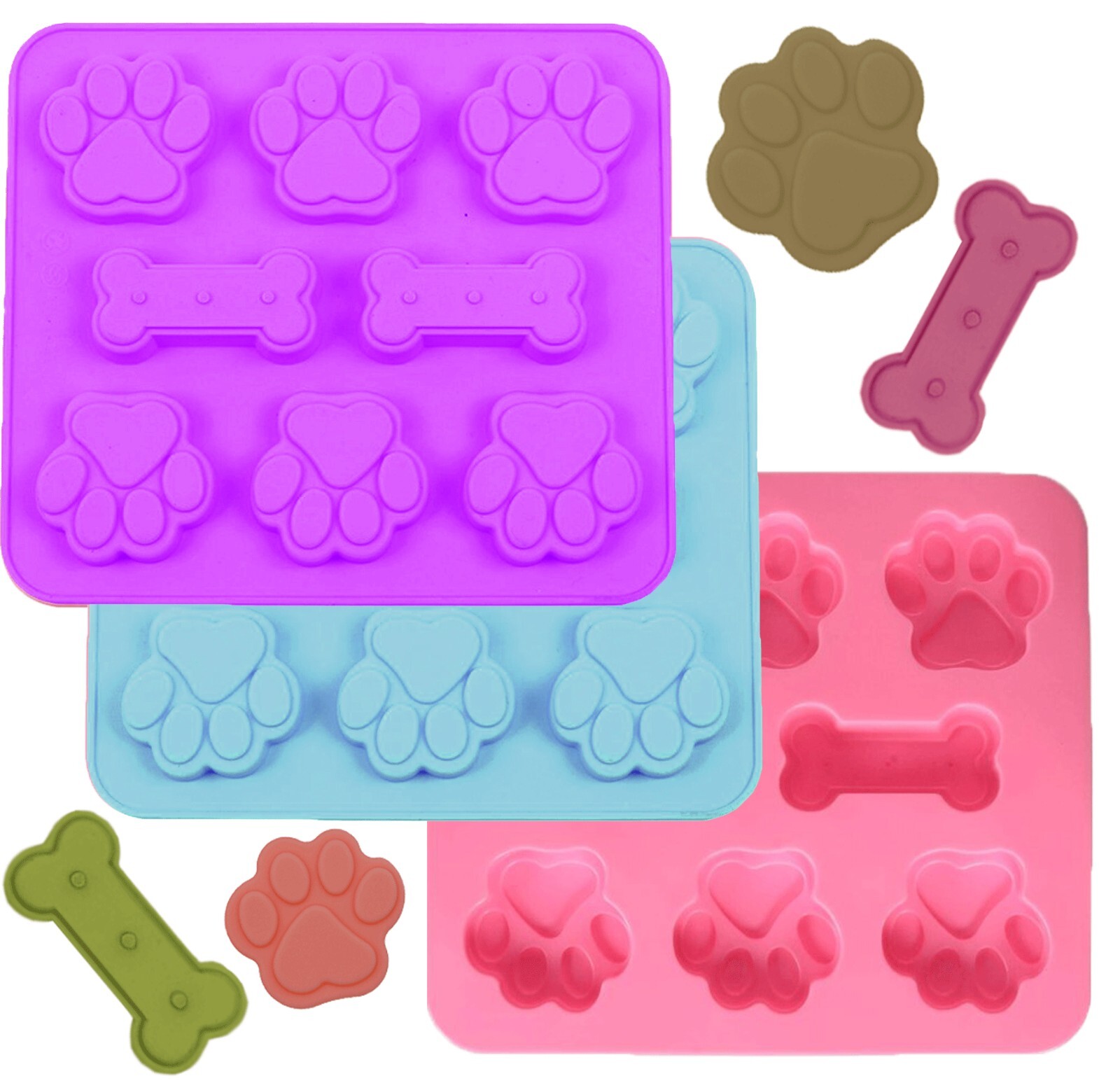 Dog Paw Shaped, Reusable Silicone Molds, Easy to clean, Suitable for Microwave