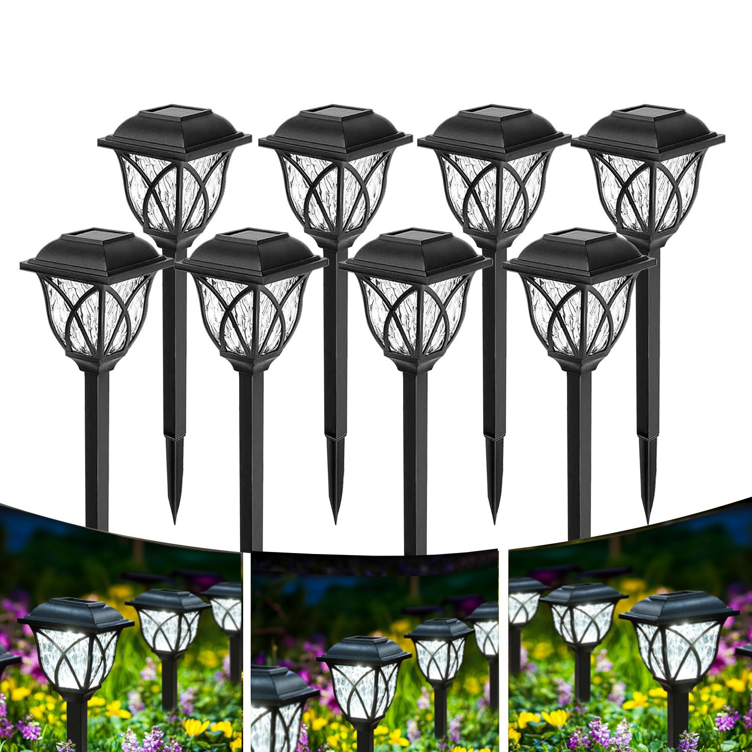 8 Pack Solar Garden Lights Outdoor Waterproof Landscape LED Lamp Pathway Yard US