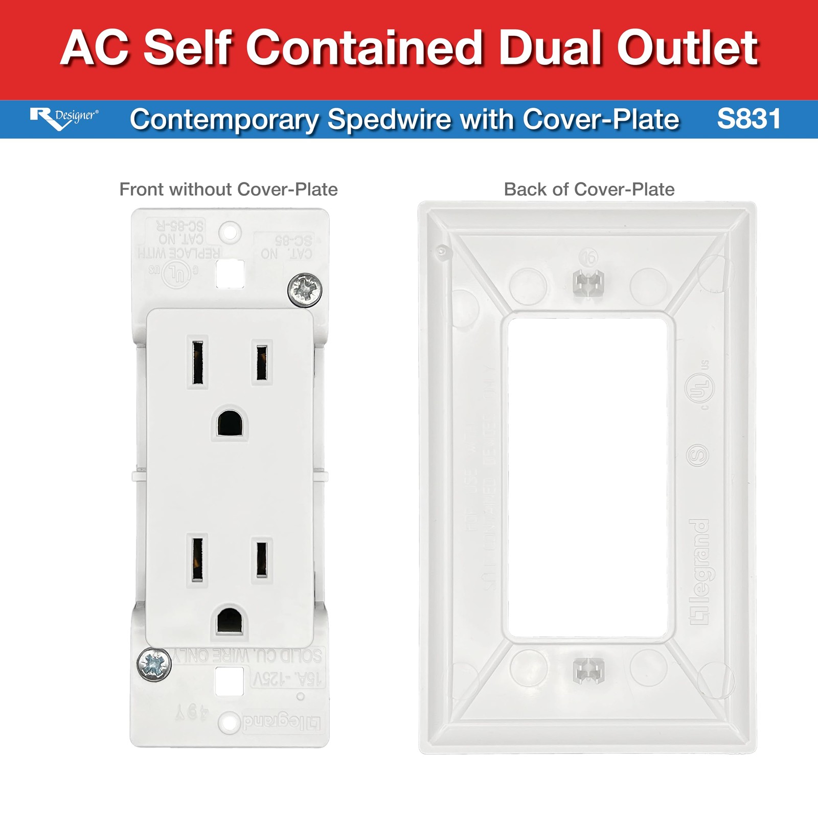White RV Electrical Outlet Durable Design Easy Installation for Motorhome Power