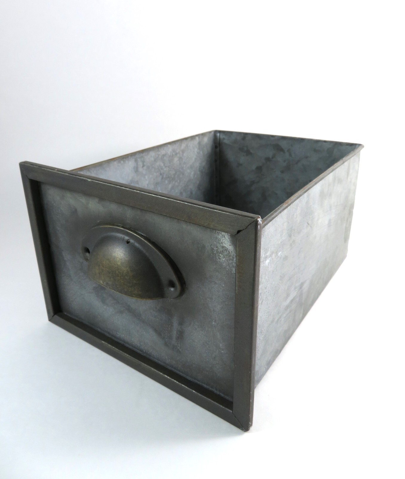 Nicole Galvanized Metal Bin Drawer Container Industrial Farmhouse Decorative 9in