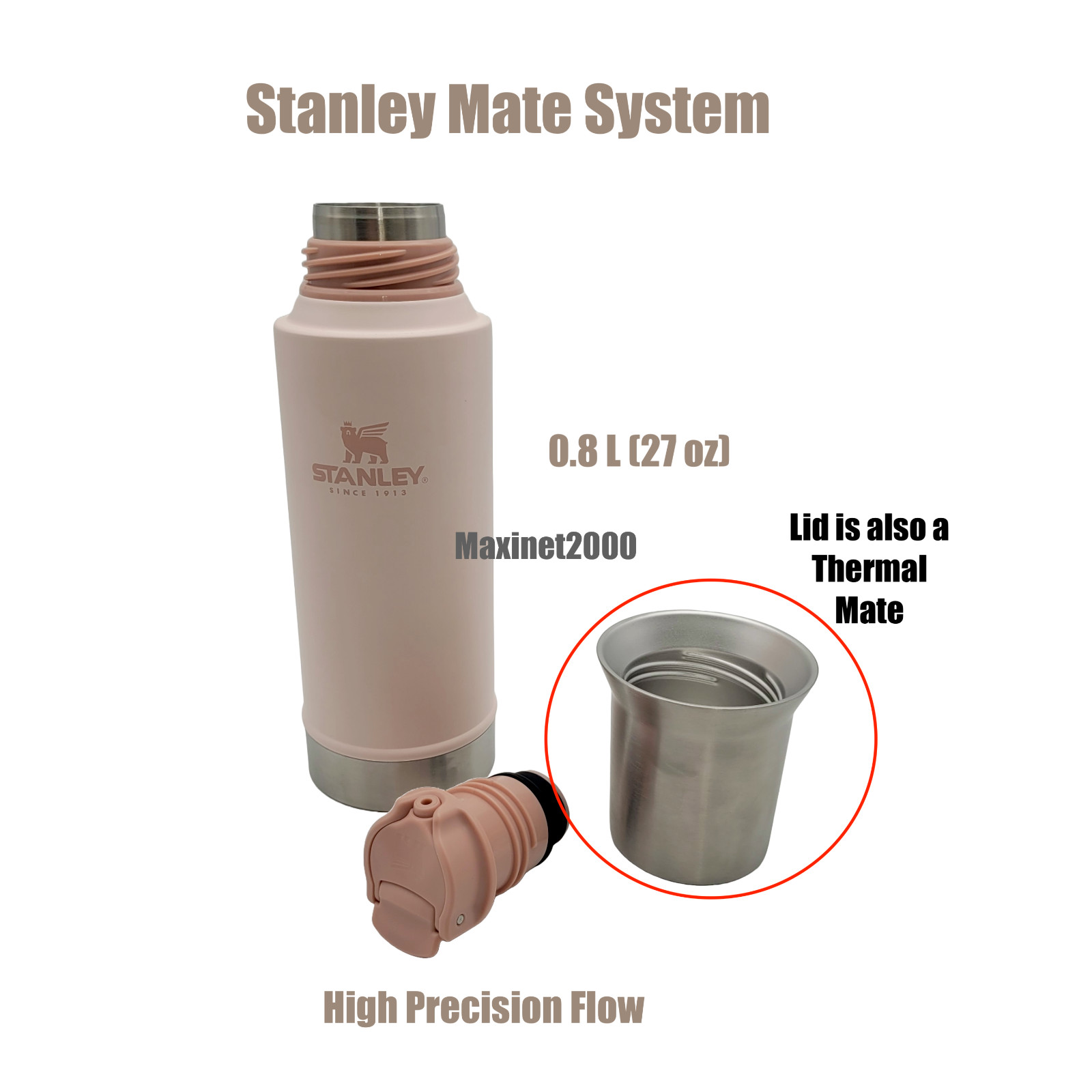 Termo Stanley Mate System Classic 800mL Original ROSE 🆕🔥 SHIPPING FROM USA