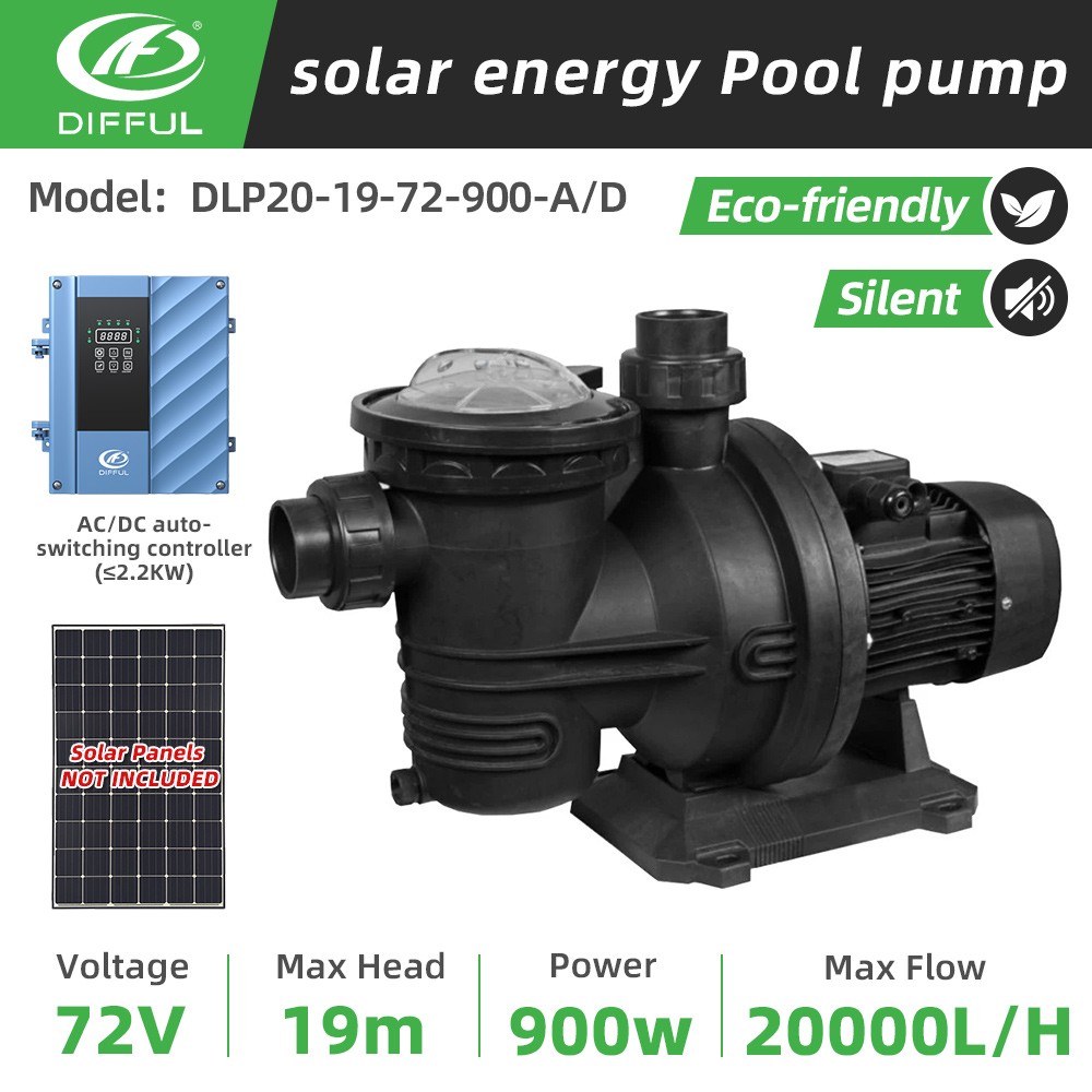 US STOCK 900W Solar Hybrid Swimming Pool Pump DC/AC Auto-switch Controller