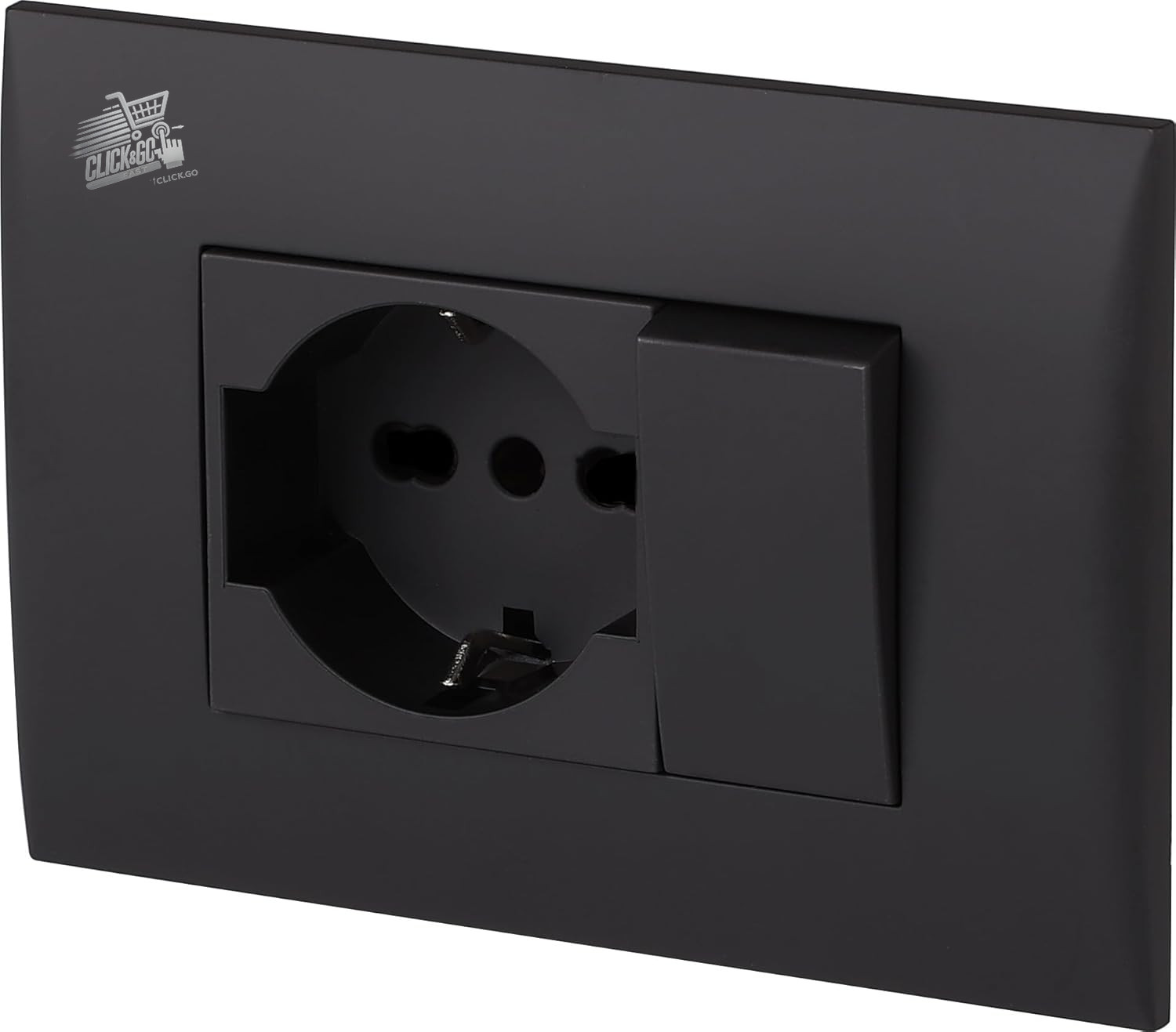 Universal socket P40 16A diverter 10A black with plate and screws mounting 22121