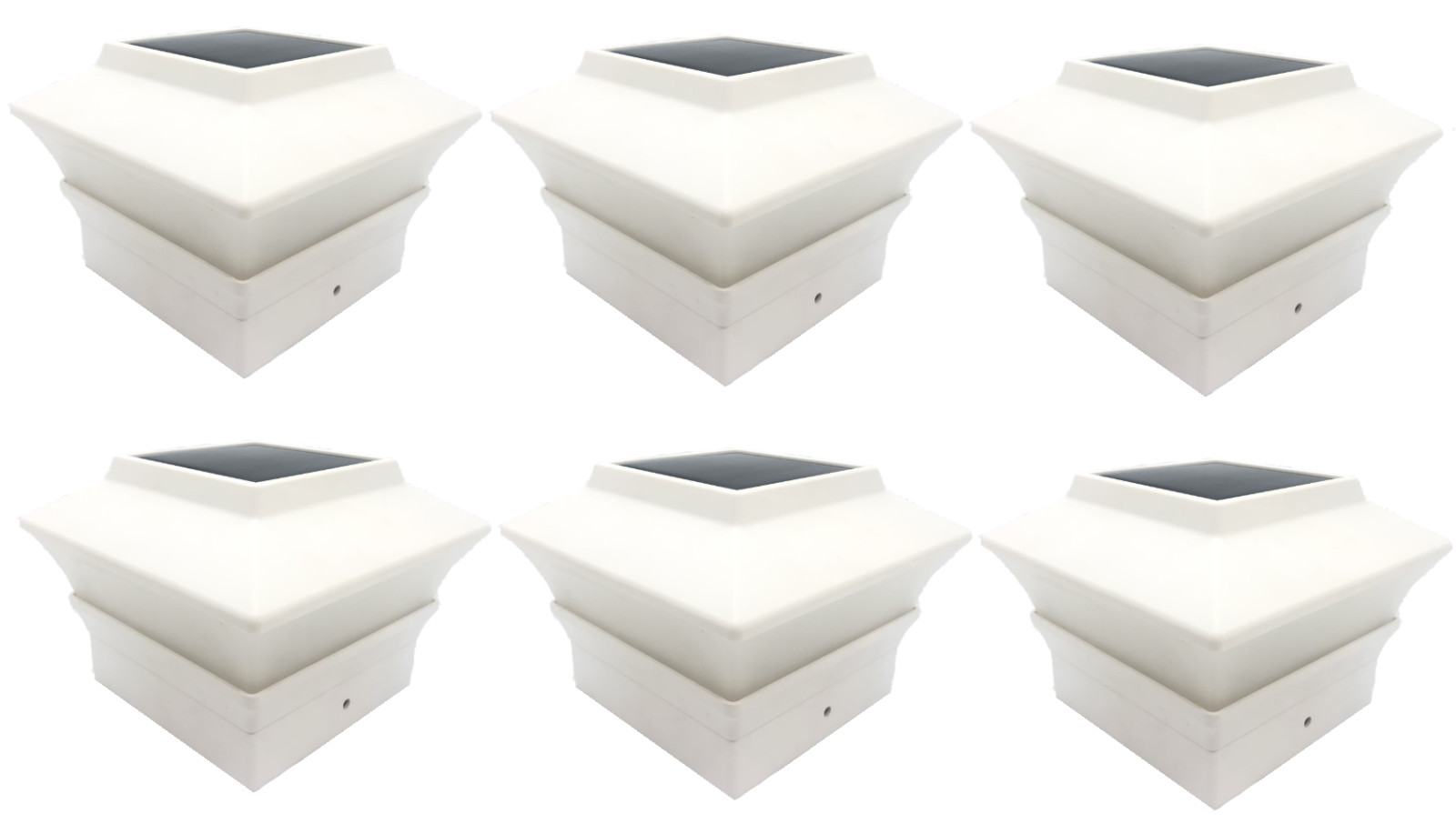 6-Pack Solar White 4″x4″ Square Deck Post Fence Light Bright LED PL244W