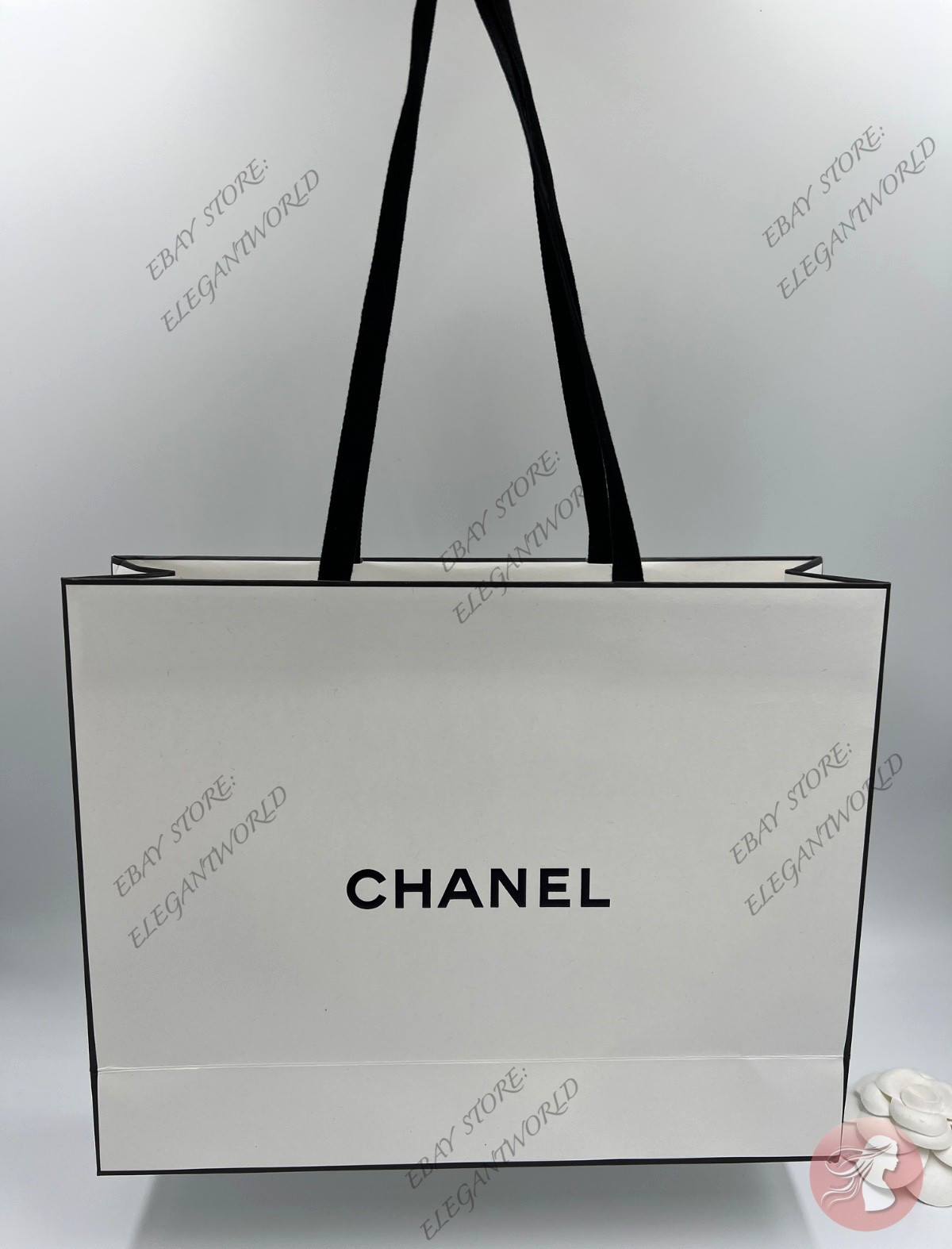 NEW CHANEL Gift Bag Shopping Bag Size: 10″ Wide x 8″ Height x 3″ Depth Authentic