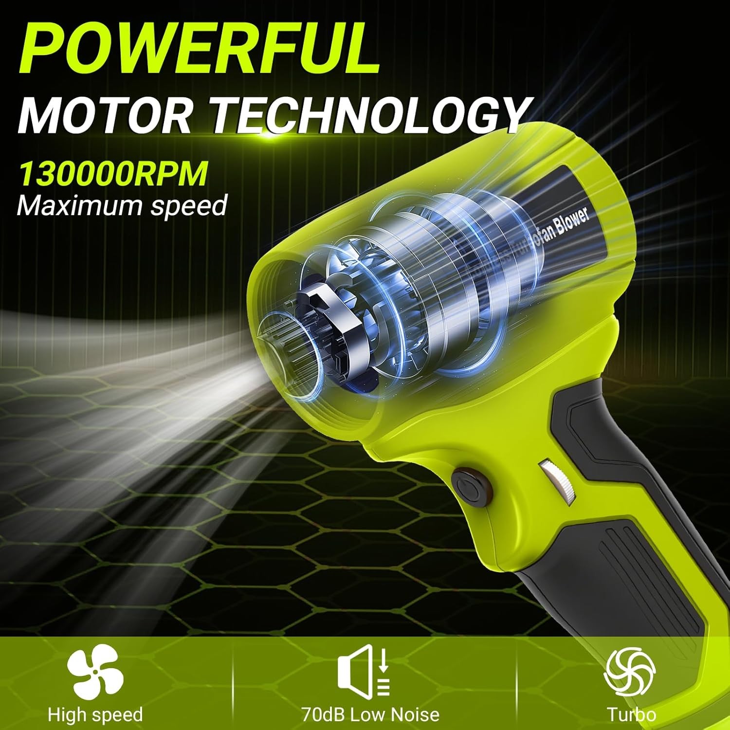 Handheld Leaf Blower for Ryobi 18V Battery 130,000 RPM Brushless Cordless Blower