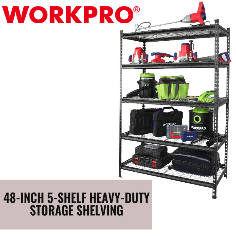 WORKPRO 5-Tier Metal Storage Shelving Unit Storage Rack Shelf 24″D x 48″W x 72″H
