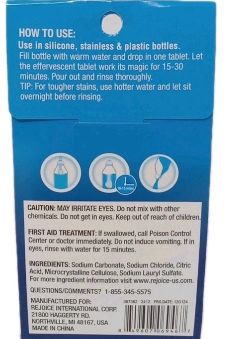 Bottle Cleaner Tablets 1pk 12pcs Cleans Water Bottles,Coffee/ Metal Tumblers-NEW