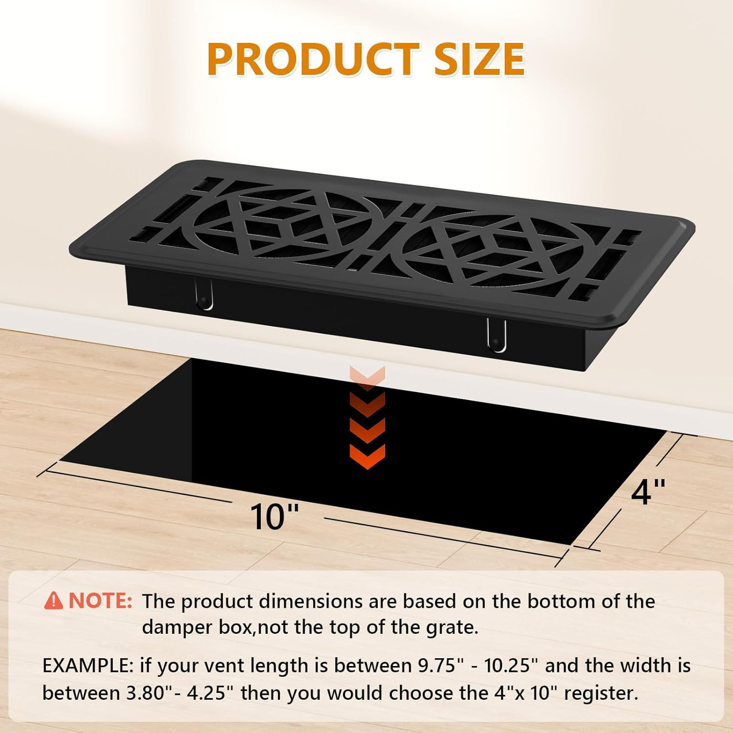 Floor Vent Covers 4 Pack, Floor Register 4X10, Heavy Duty Walkable Steel Vent Co