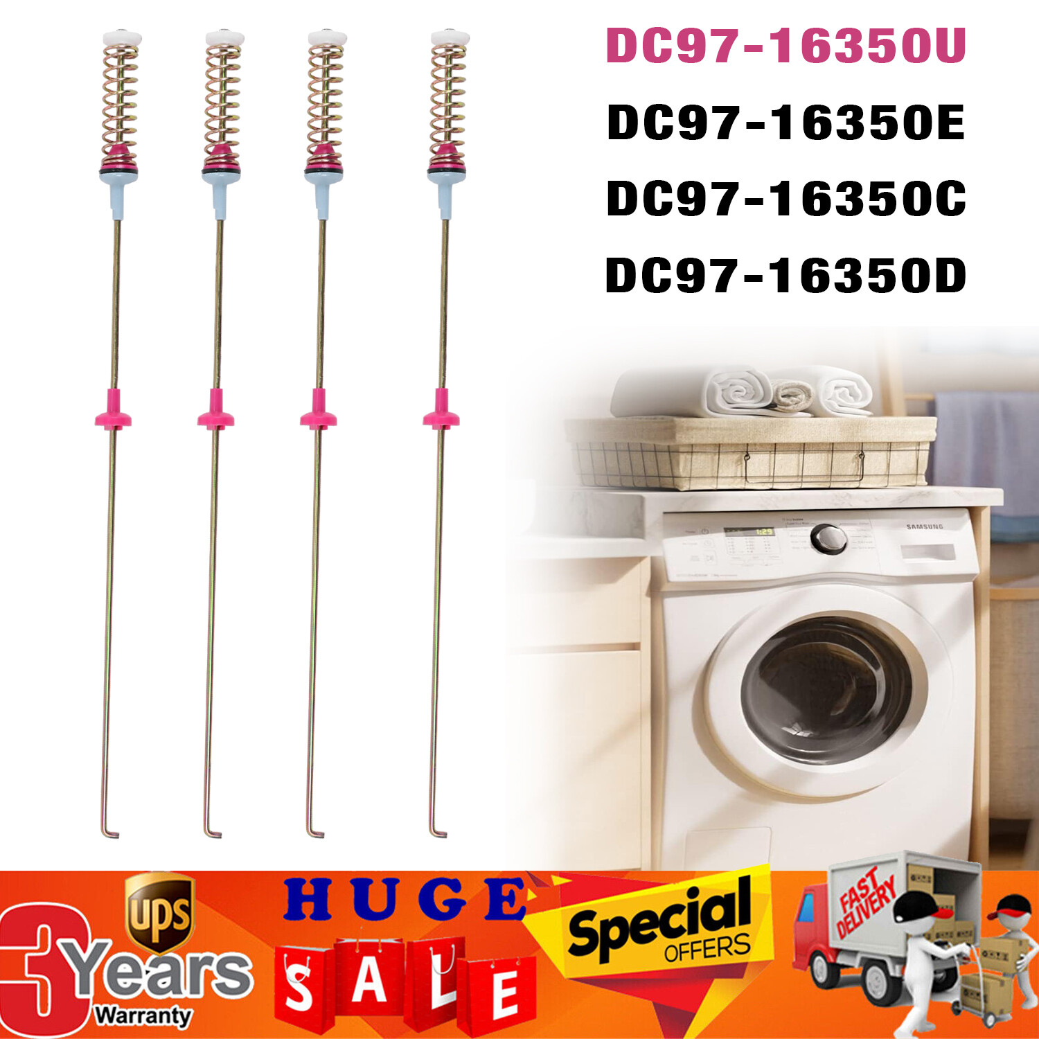 4X DC97-16350U Washer Suspension Rod Replace DC97-16350E DC97-16350C DC97-16350D