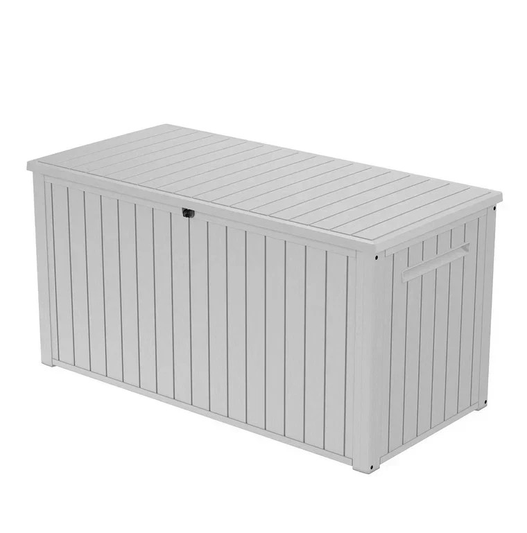 Keter 170 Gal. Resin Deck Box Large Indoor/Outdoor Storage, White