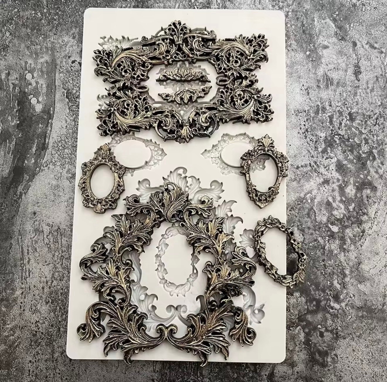 Decorative Rococo Frame Silicone Mold Cake Decorating Resin Casting