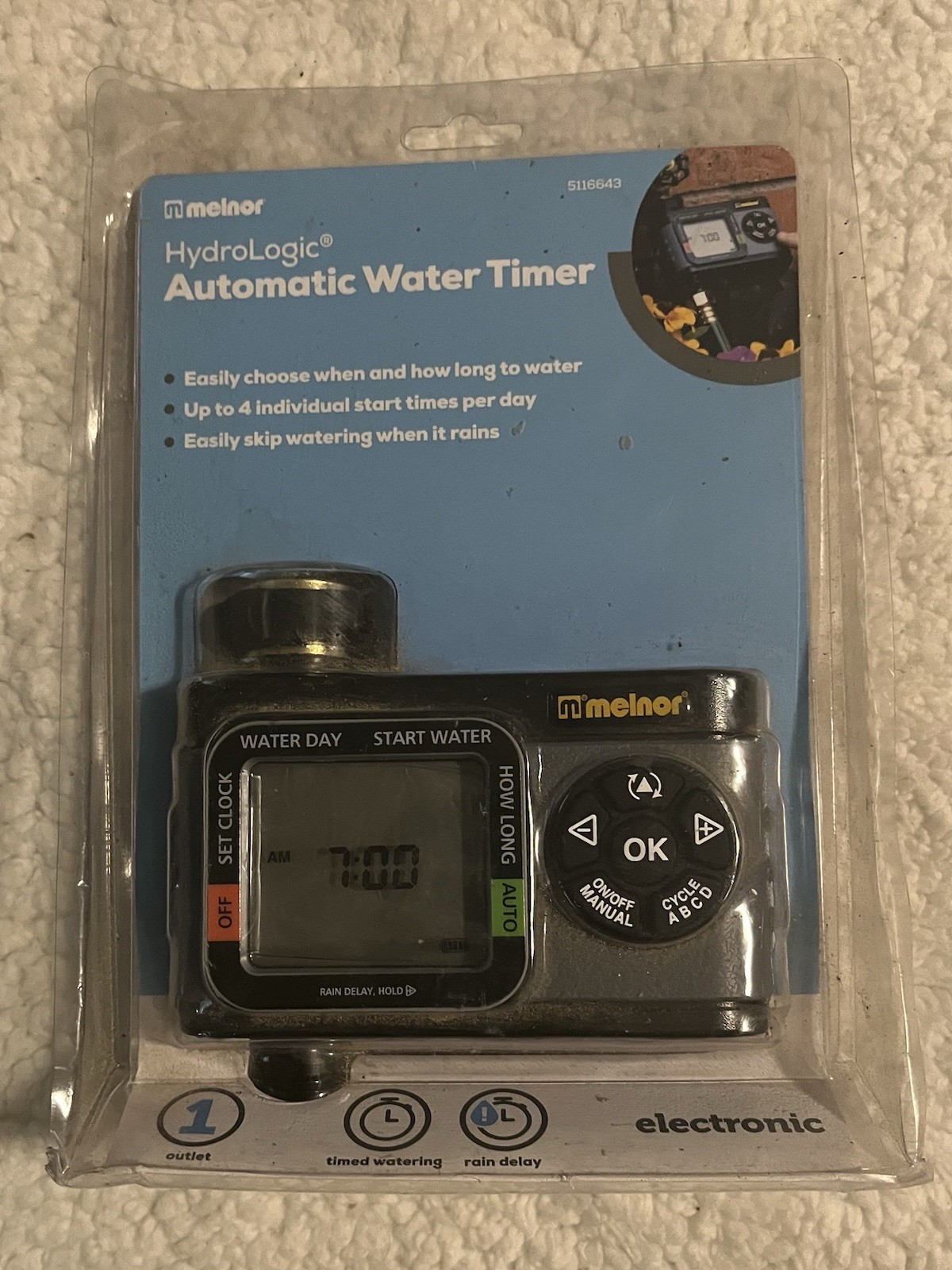 NEW Melnor HydroLogic Automatic Water Timer 1-Zone Outlet 4 Start Times 5116643