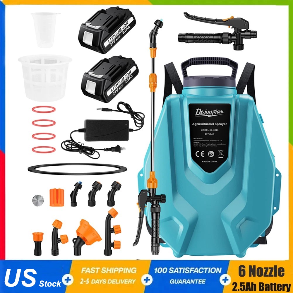 3.2 Gallon Battery Powered Weed Backpack Sprayer Farm Garden Pump Spray 6 Nozzle