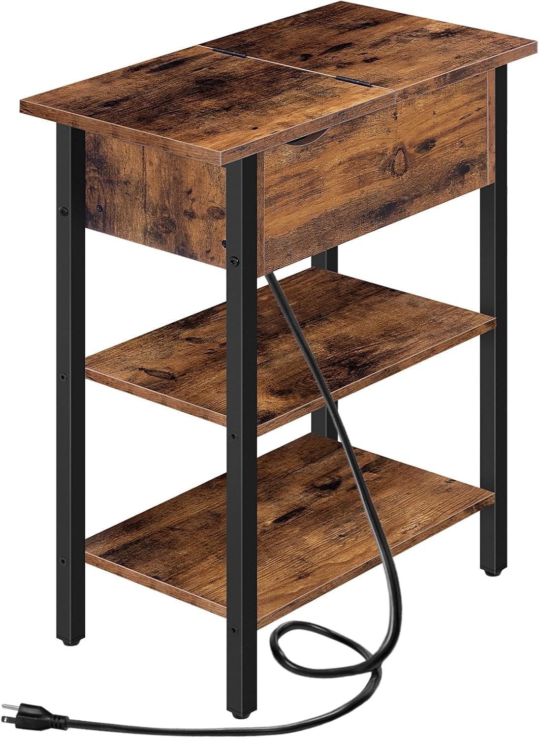 Functional Rustic End Table with Charging Station and Easy Assembly Instructions