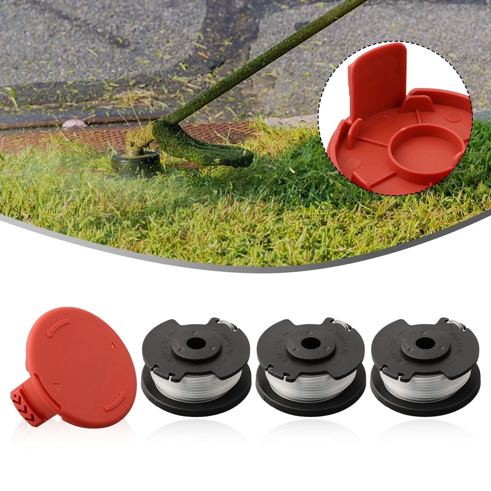 For Hyper Tough Spool Trimmer Line+Cap Cover HT19-401-003-06 & HT19-401-003-07