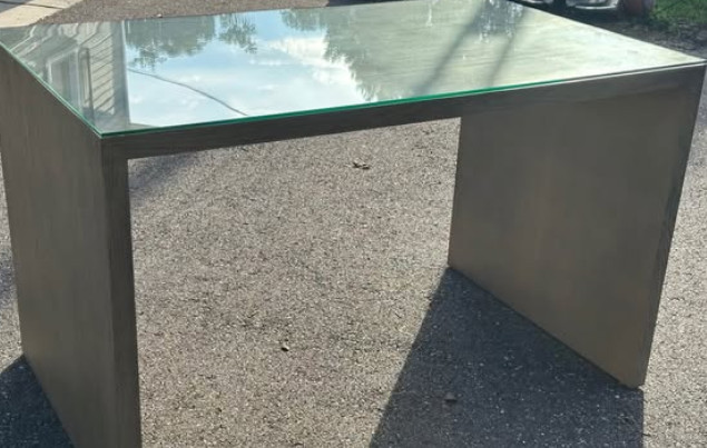 Restoration Hardware: BRAND NEW -SOLID OAK Table – w/ removable GLASS TOP –