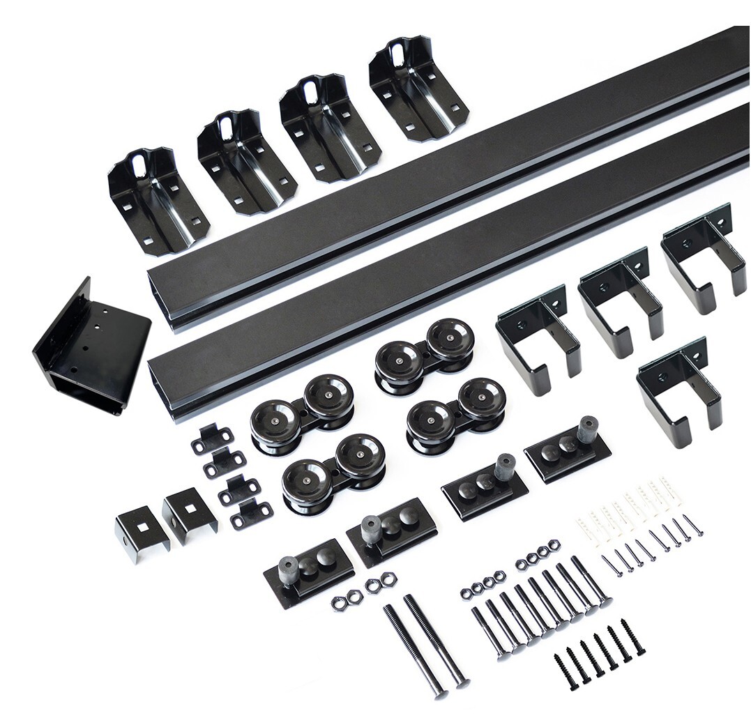 Ceiling Mount Double Sliding Barn Door Hardware Box Track Rolling Track Kit