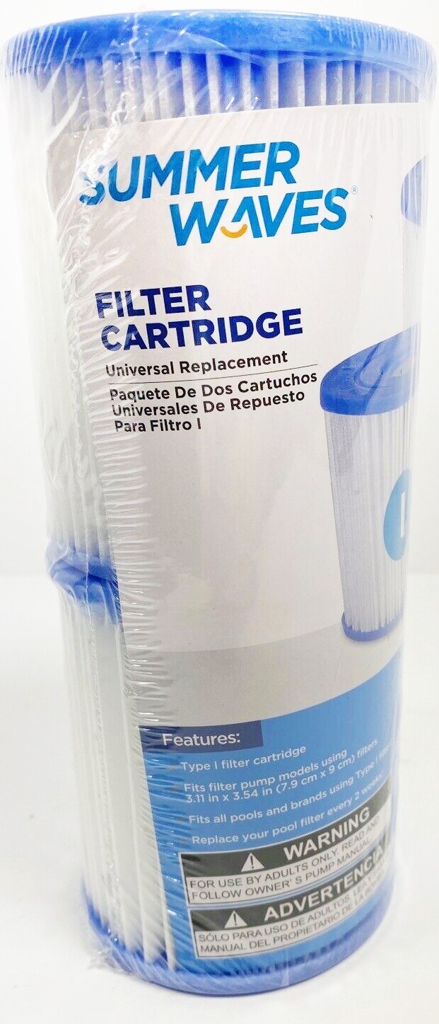2 Pack TYPE I Swimming Pool Pump Filter Cartridge (3.1″ x 3.5″) Summer Waves