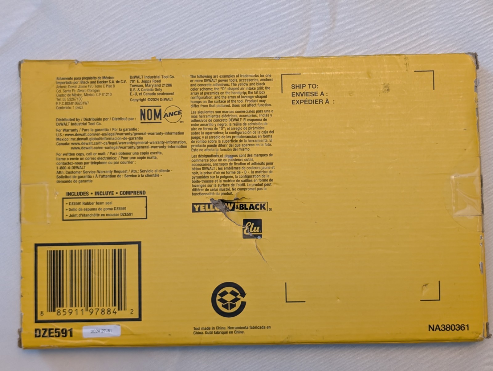 Dewalt DZE591 Grabo Replacement Seal