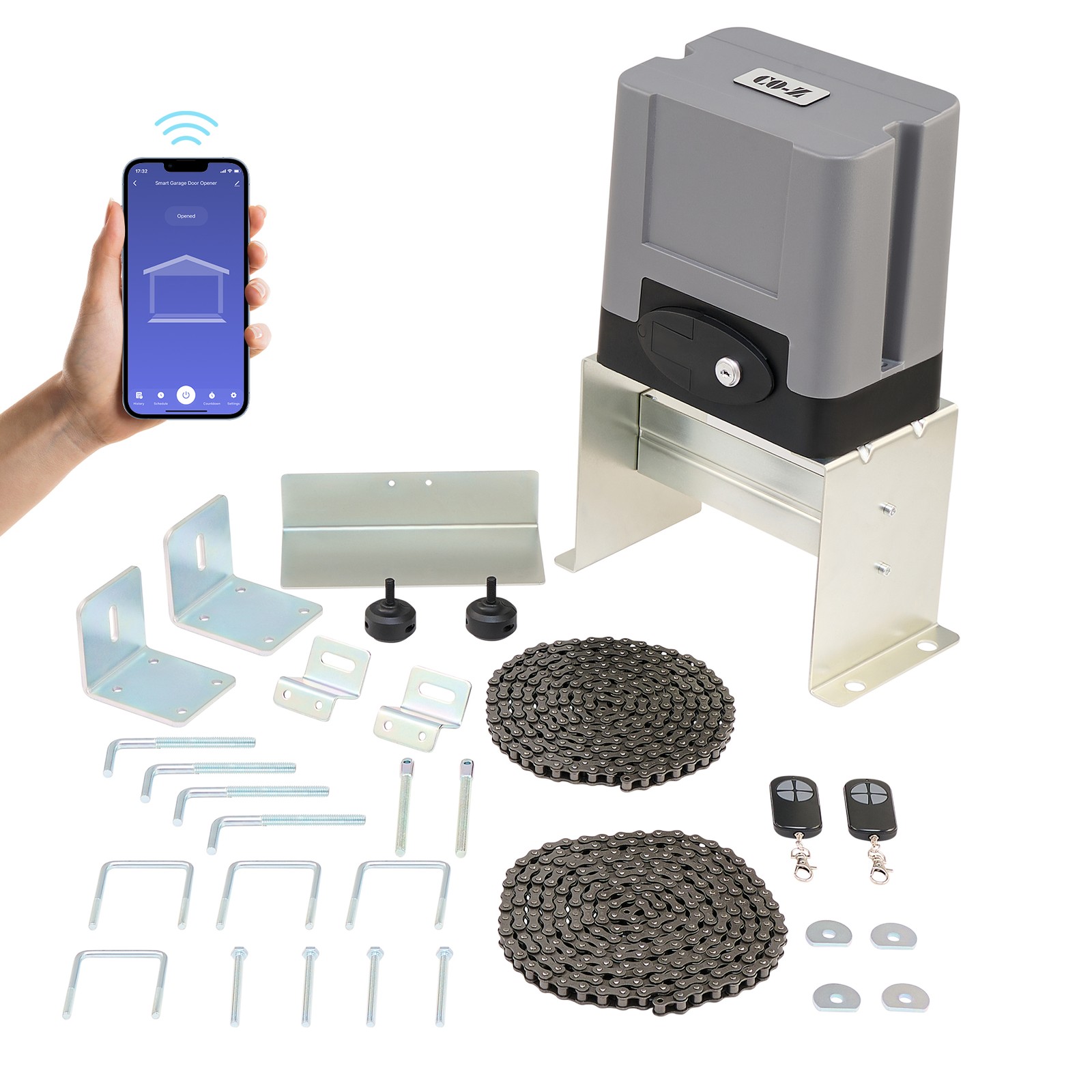 CO-Z APP Control 1400lbs Automatic Sliding Gate Opener 280W Motor with 2 Remotes