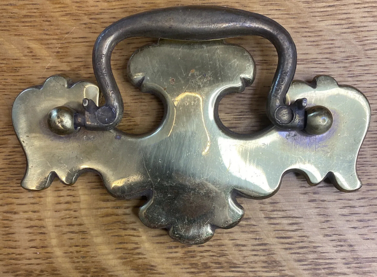 Heavy Brass Drawer Pull Chippendale Style Batwing Hardware KBC Keeler Vtg 4.55″