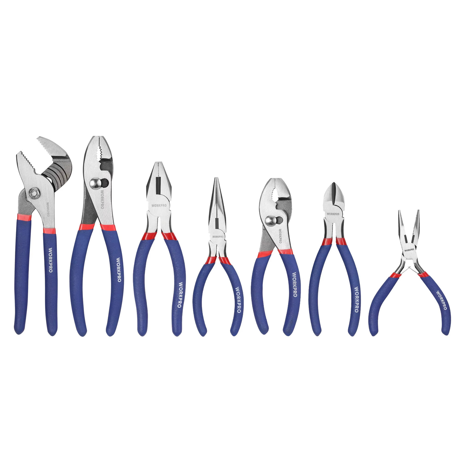 WORKPRO 7-Piece Pliers Set | Groove Joint, Linesman, Diagonal, Slip & Long Nose